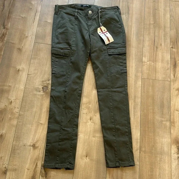 NWT Guido & Mary Kelsey Cargo Zip Ankles Green Pants Sz 30 - Picture 1 of 9
